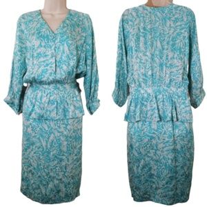 Cadaz Petite Size 12P Peplum Dress Pockets SILK